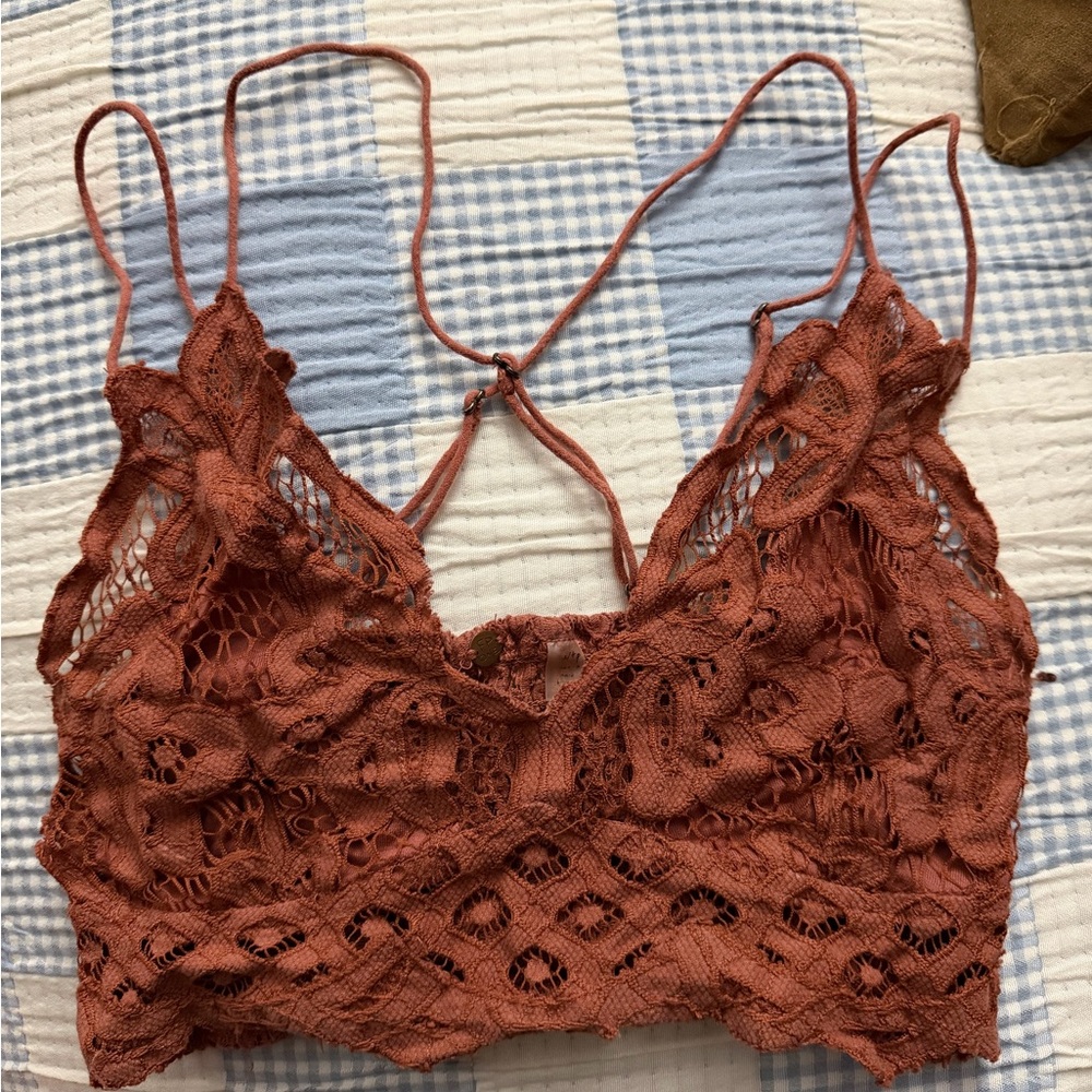 Free People Lace Bandeau in Warm Rust